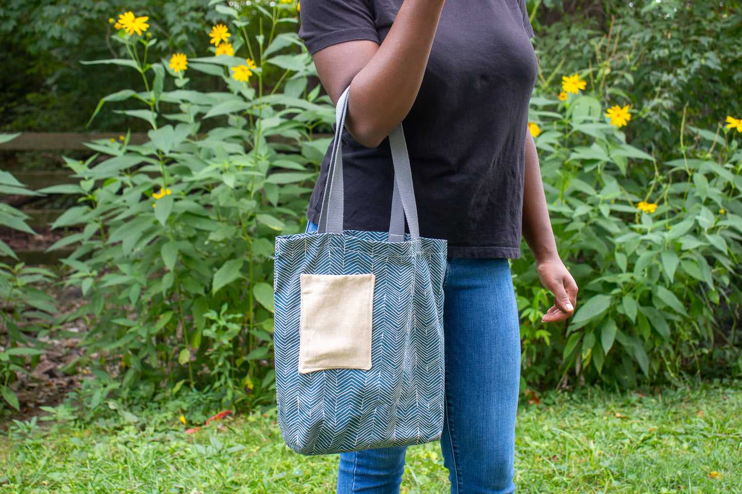 Image of yellow Rivet Patterns Forte Tote Bag flat lay