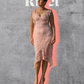 Image of pink Rivet Patterns Briar Top and Dress in lace, sleeveless, bodycon mermaid style.