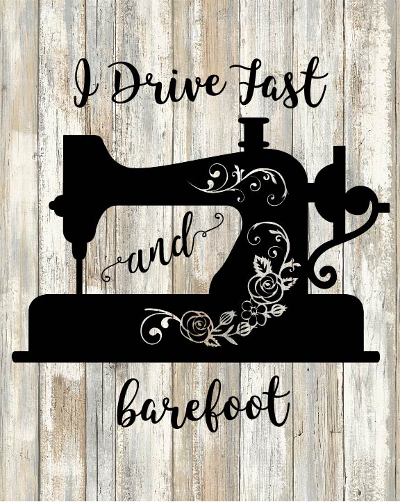 SVG DXF I Drive Fast and Barefoot Cut File
