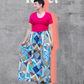 Image of patchwork Rivet Patterns Forsythia Gathered Skirt maxi length