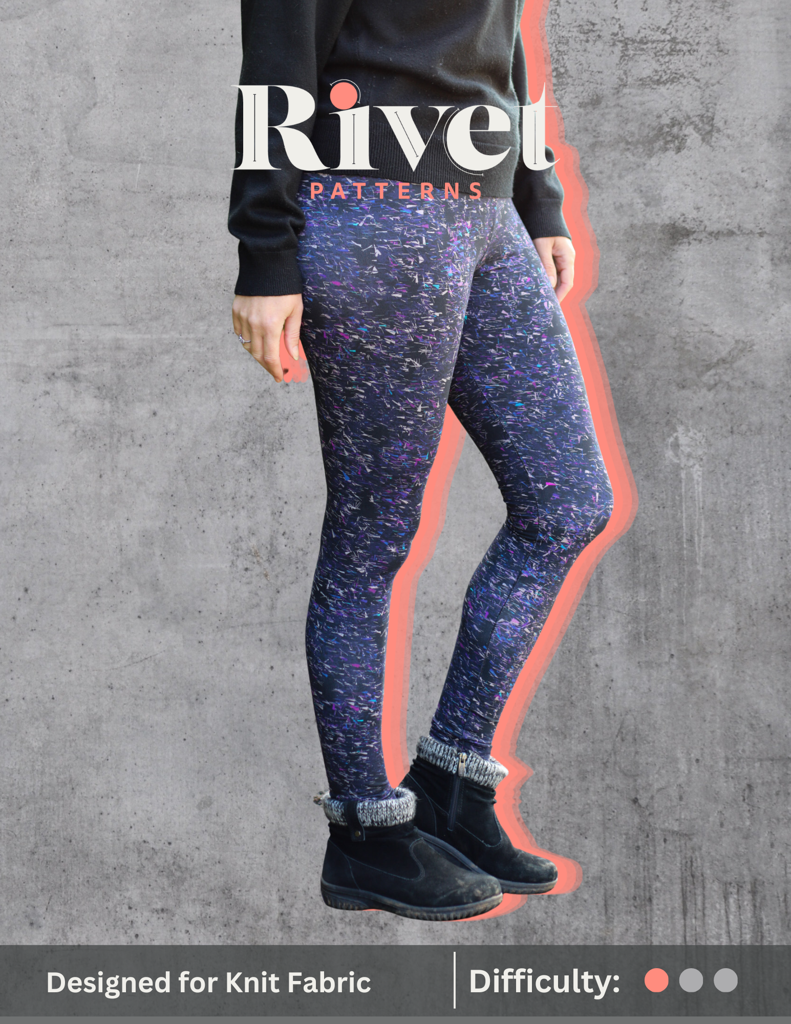 Image of blue Rivet Patterns Foxglove Leggings full length