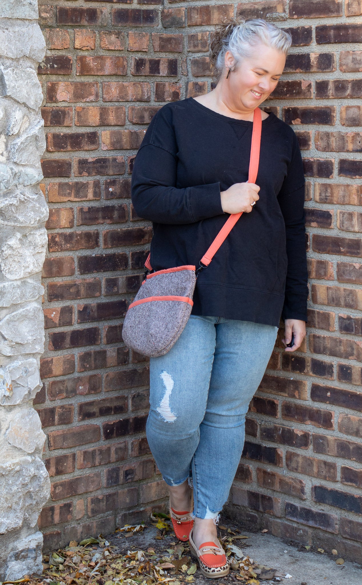 Image of woman modeling Rivet Allegro Crossbody Bag