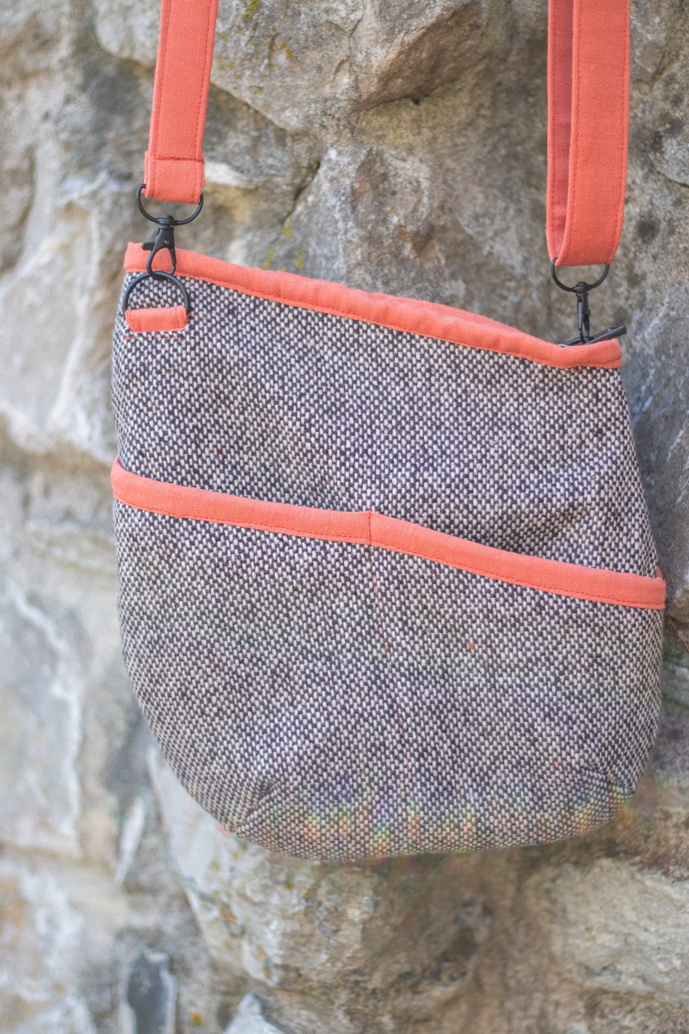 Image of gray and orange Rivet Allegro Crossbody Bag