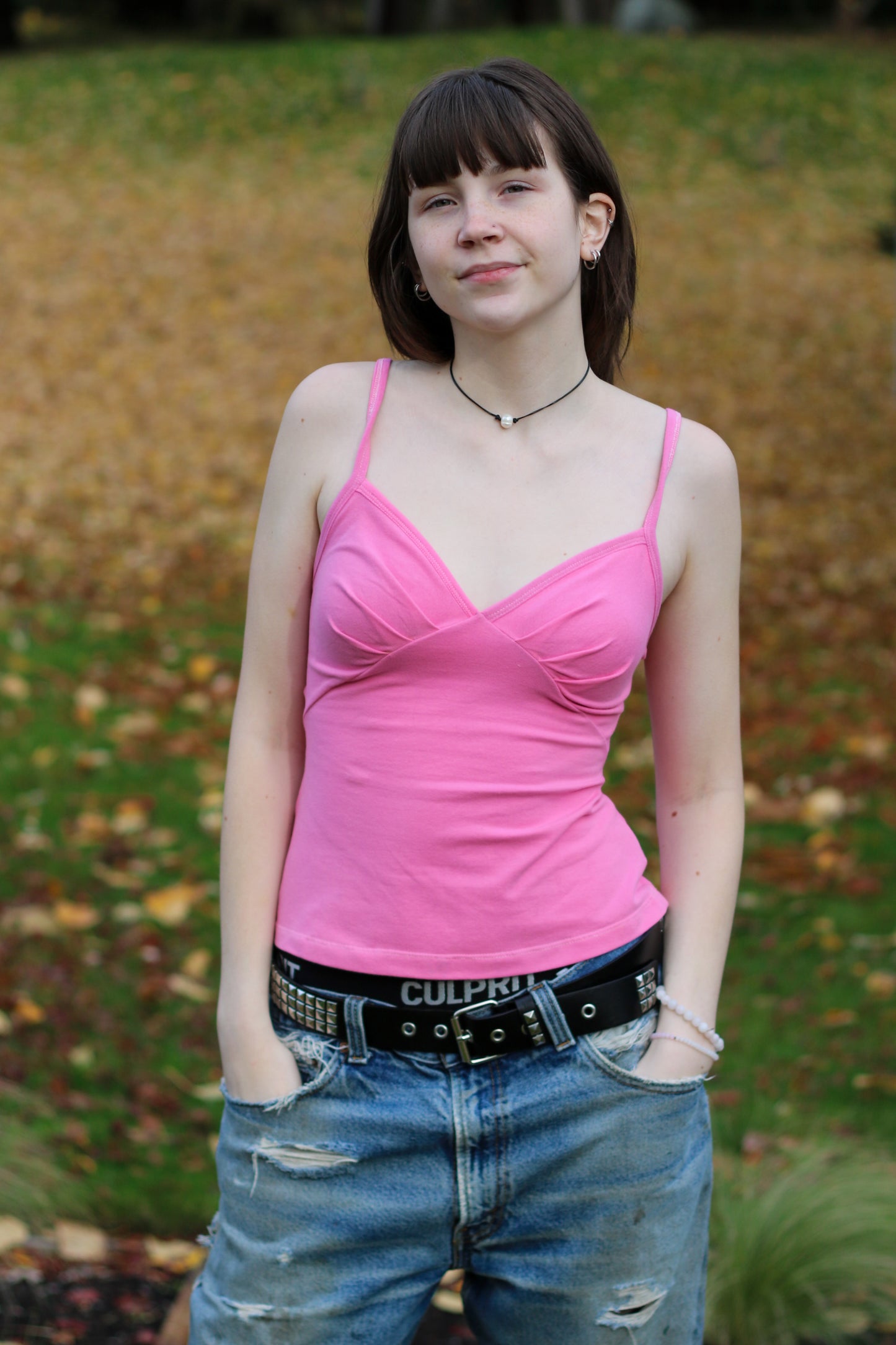 Image of pink Rivet Patterns Briar sleeveless tank top